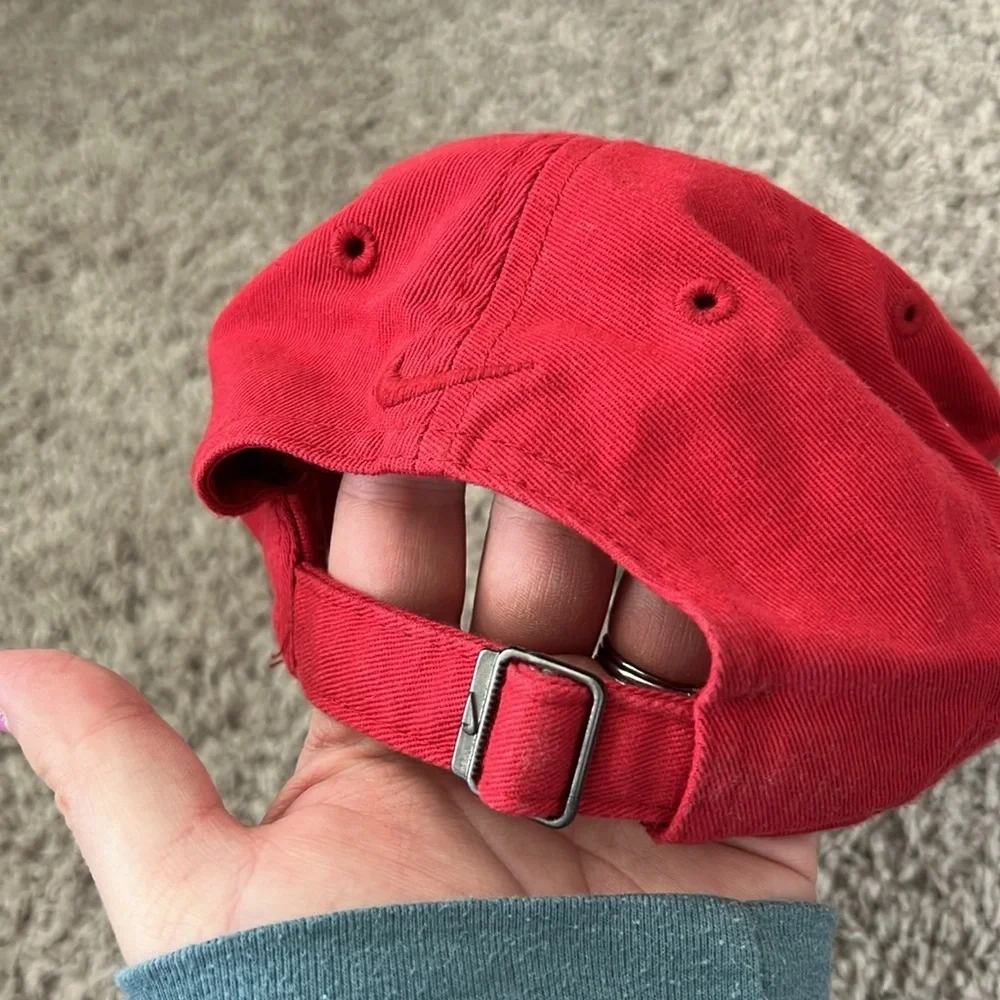 Nike Red Dad Hat with White Swoosh
